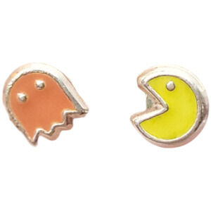 Handmade Handpainted 925 Sterling Silver Earrings Inspired by Pac Man Friction